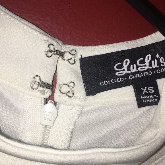 LuLus White Lace up Midi dress - Picture 4 of 5